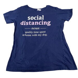 LAT Apparel Graphic T-Shirt Social Distancing Dog Mom Tee‎ Size S